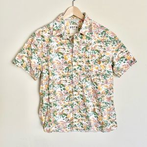 VSTR Paint Splatter Button Up Shirt Mens Medium Short Sleeve Casual Premium